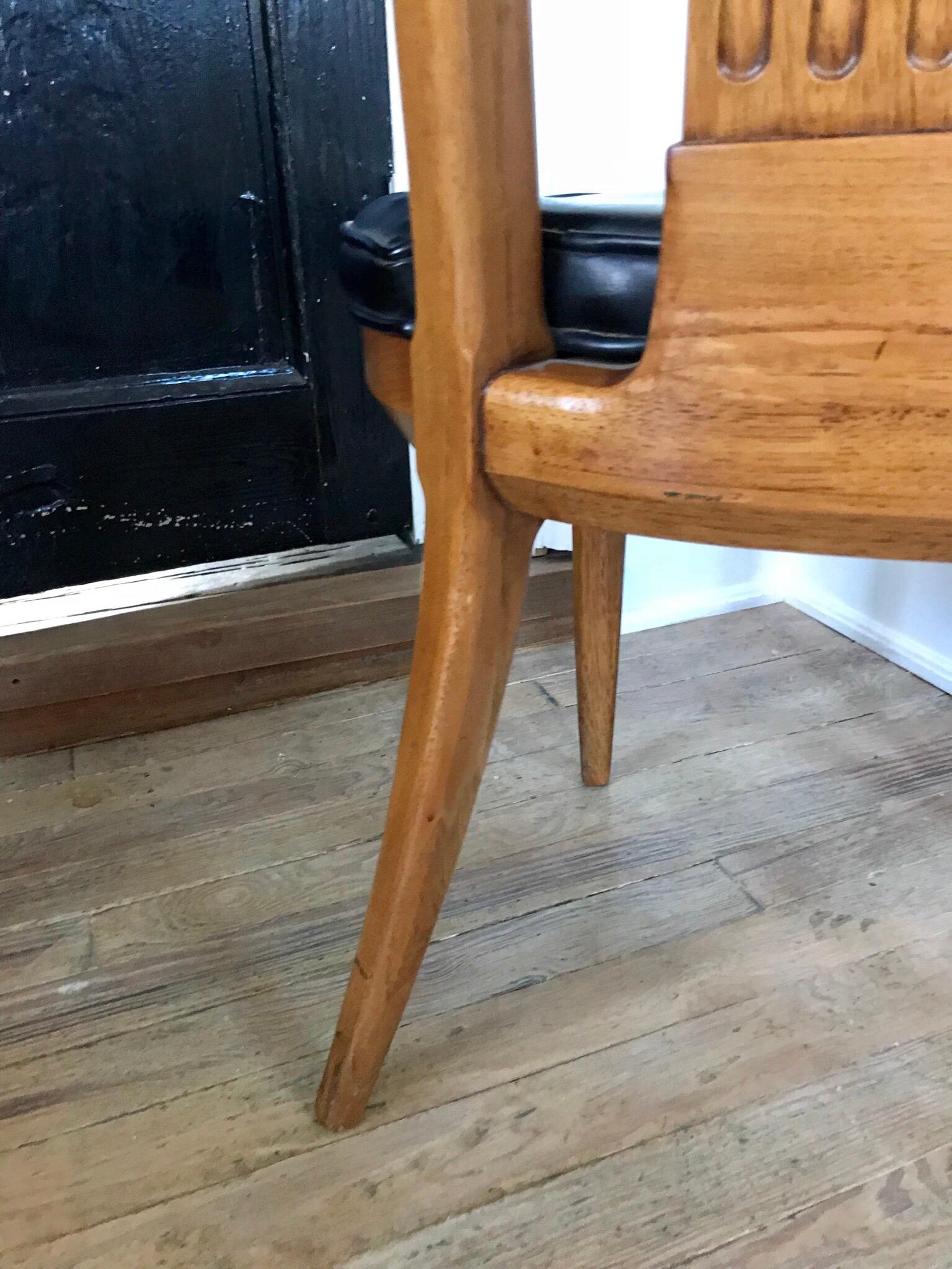 High Back Midcentury Side Chairs of Ash, a Pair 4