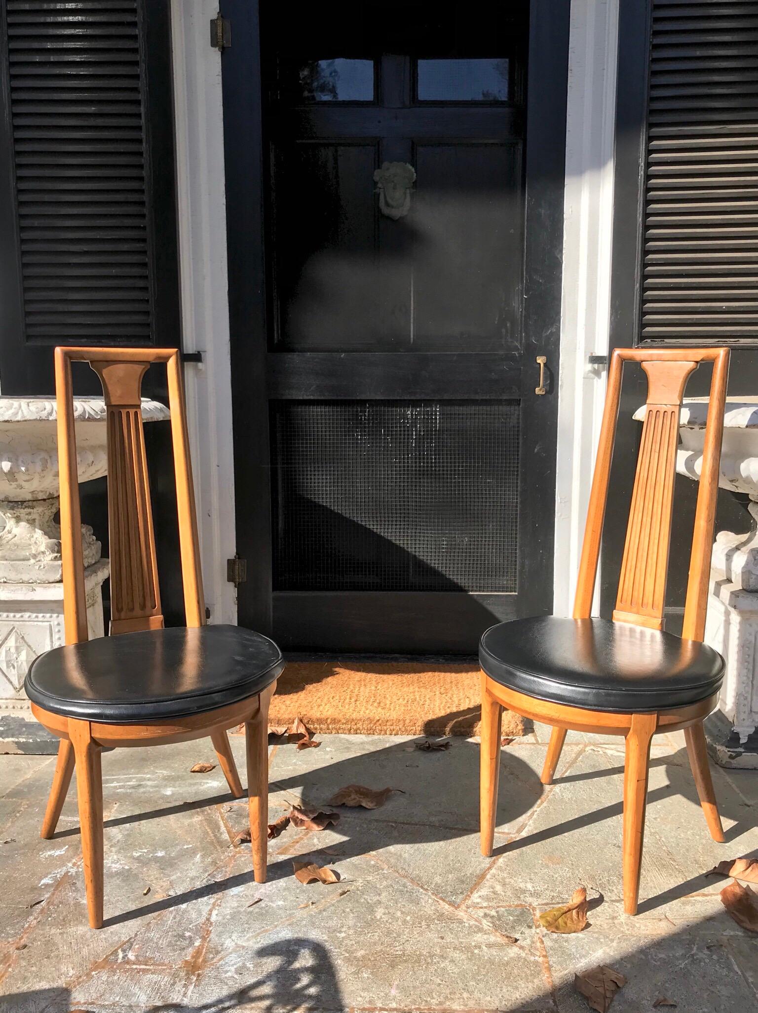 Mid-Century Modern High Back Midcentury Side Chairs of Ash, a Pair