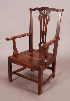 Chaise à dossier haut en Oak Oak avec accoudoirs ondulés