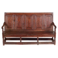 High Back Oak Tavern Bench