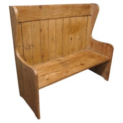 High Back Pine Settle, Fireside Country Pub Bench This is an old Pine Settle