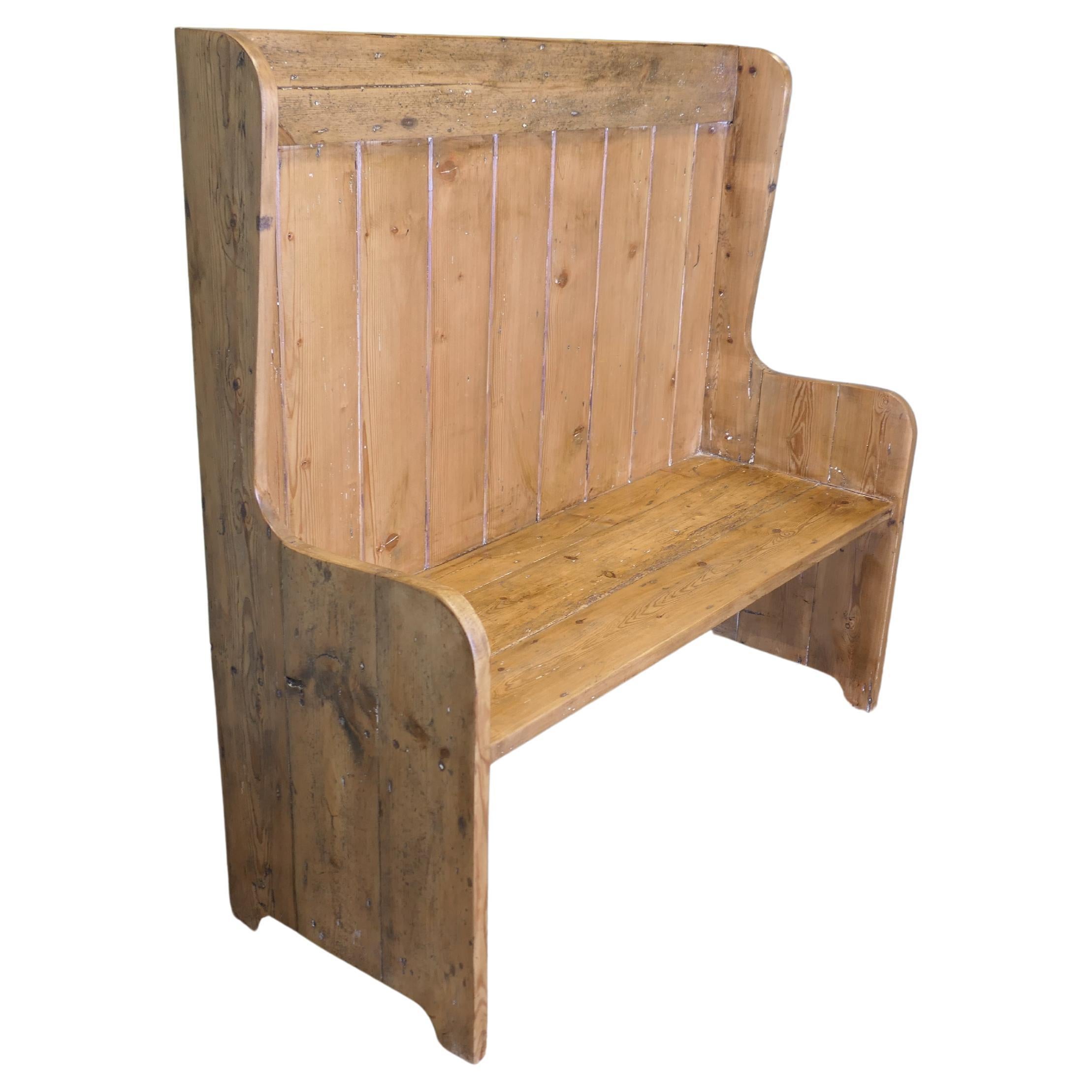 High Back Pine Settle, Fireside Pub Bench