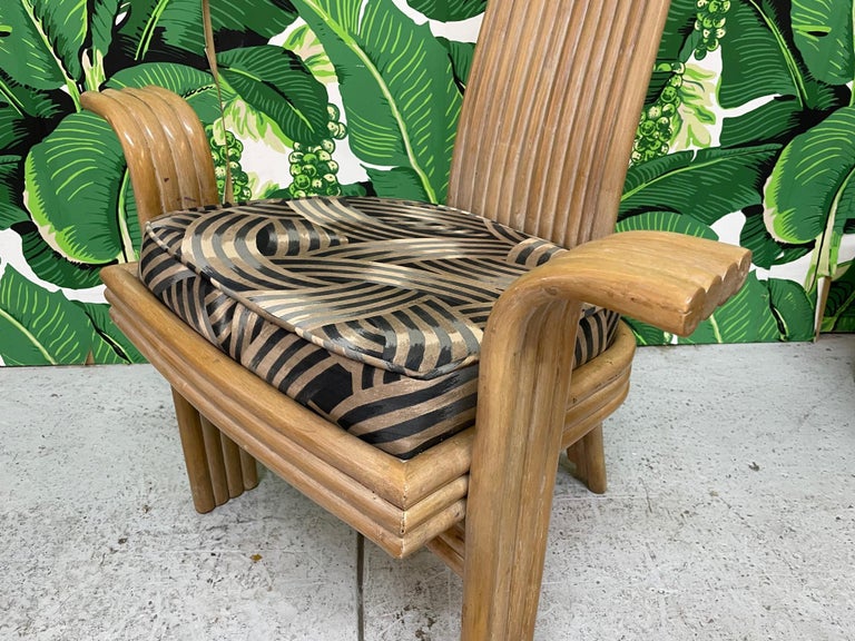 High Back Rattan Dining Chairs in the Style of Danny Ho Fong or Mackintosh For Sale 3