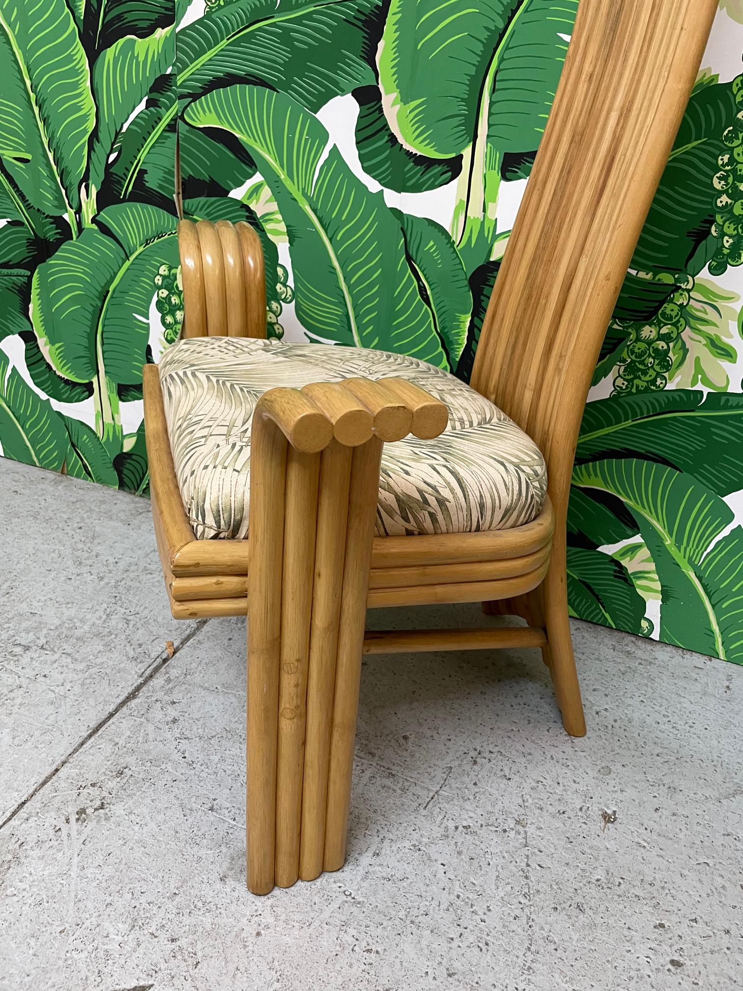 Organic Modern High Back Rattan Dining Chairs in the Style of Danny Ho Fong or Mackintosh