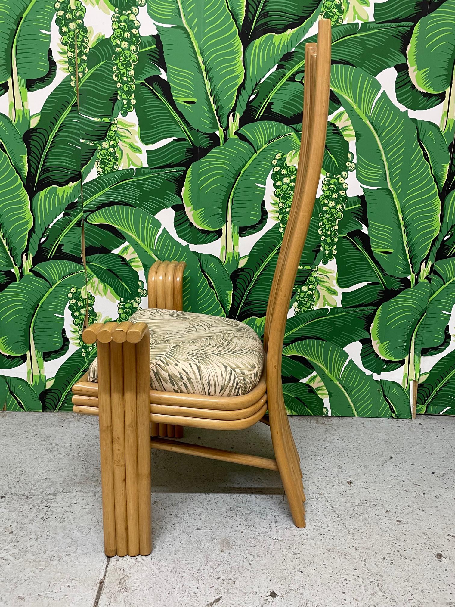 American High Back Rattan Dining Chairs in the Style of Danny Ho Fong or Mackintosh