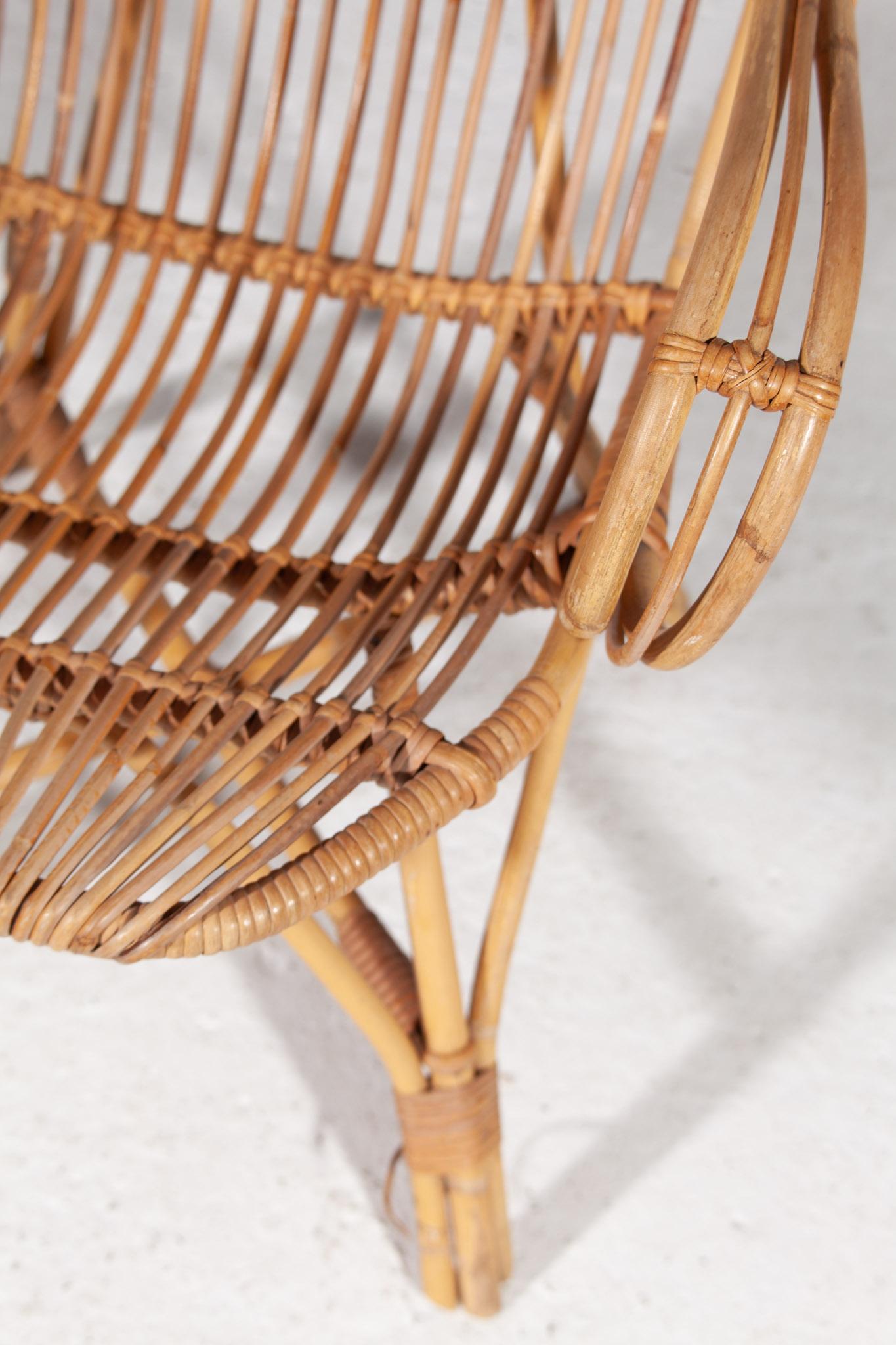 Chaise longue à haut dossier en rotin par Rohe Noordwolde, The Netherlands 1950s en vente 2