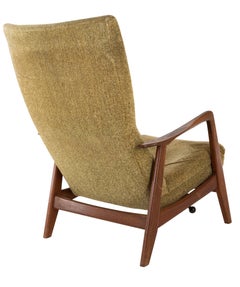 High Back Recliner in Original Fabric, Designed by Folke Ohlsson