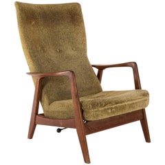 High Back Recliner in Original Fabric, Designed by Folke Ohlsson