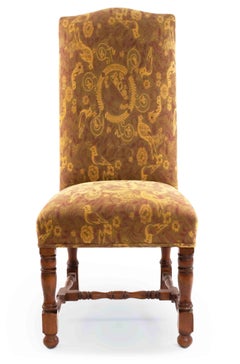 High Back Renaissance Style Dining Chairs with Floral Upholstery