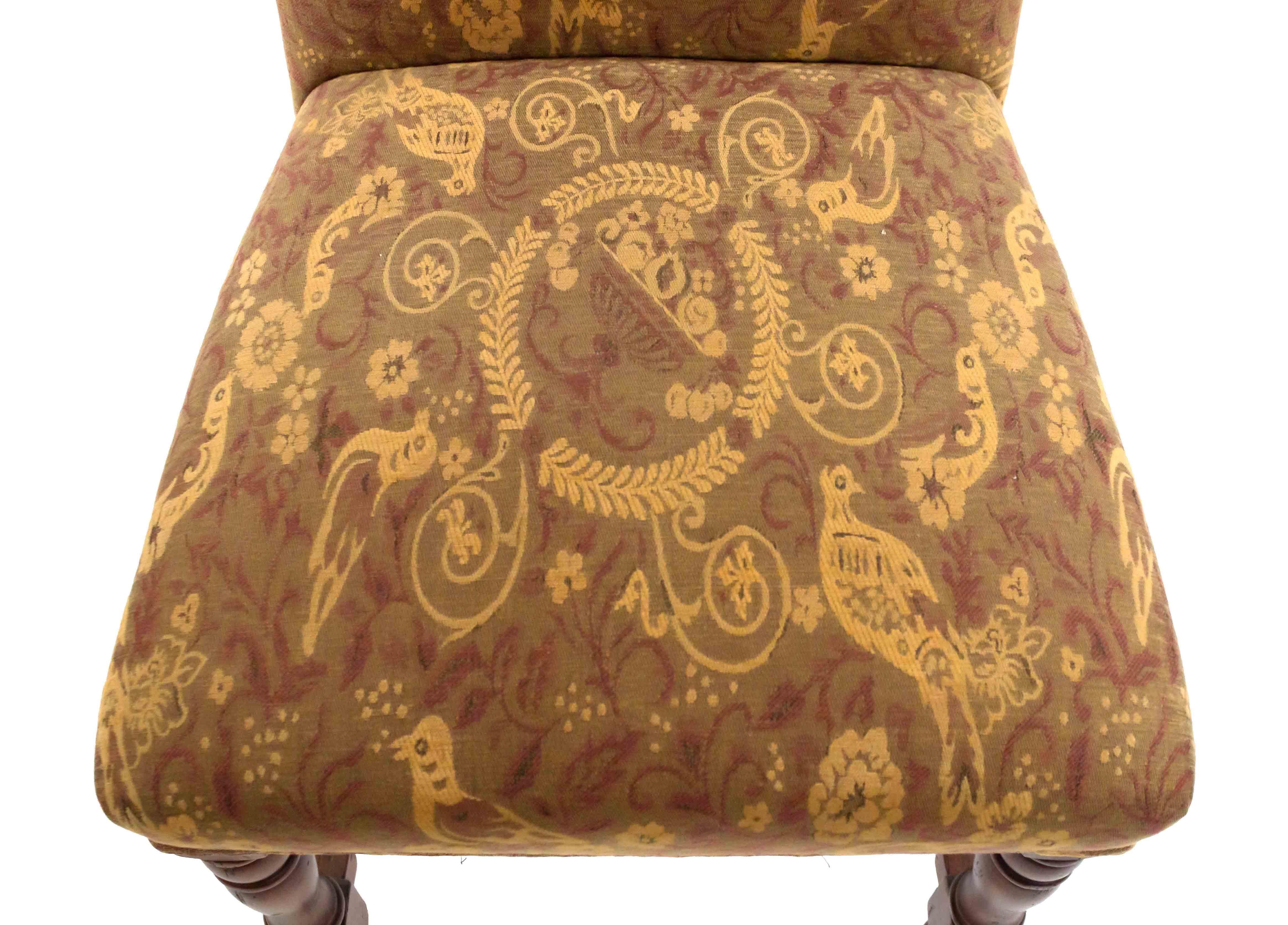 High Back Renaissance Style Dining Chairs with Floral Upholstery 2