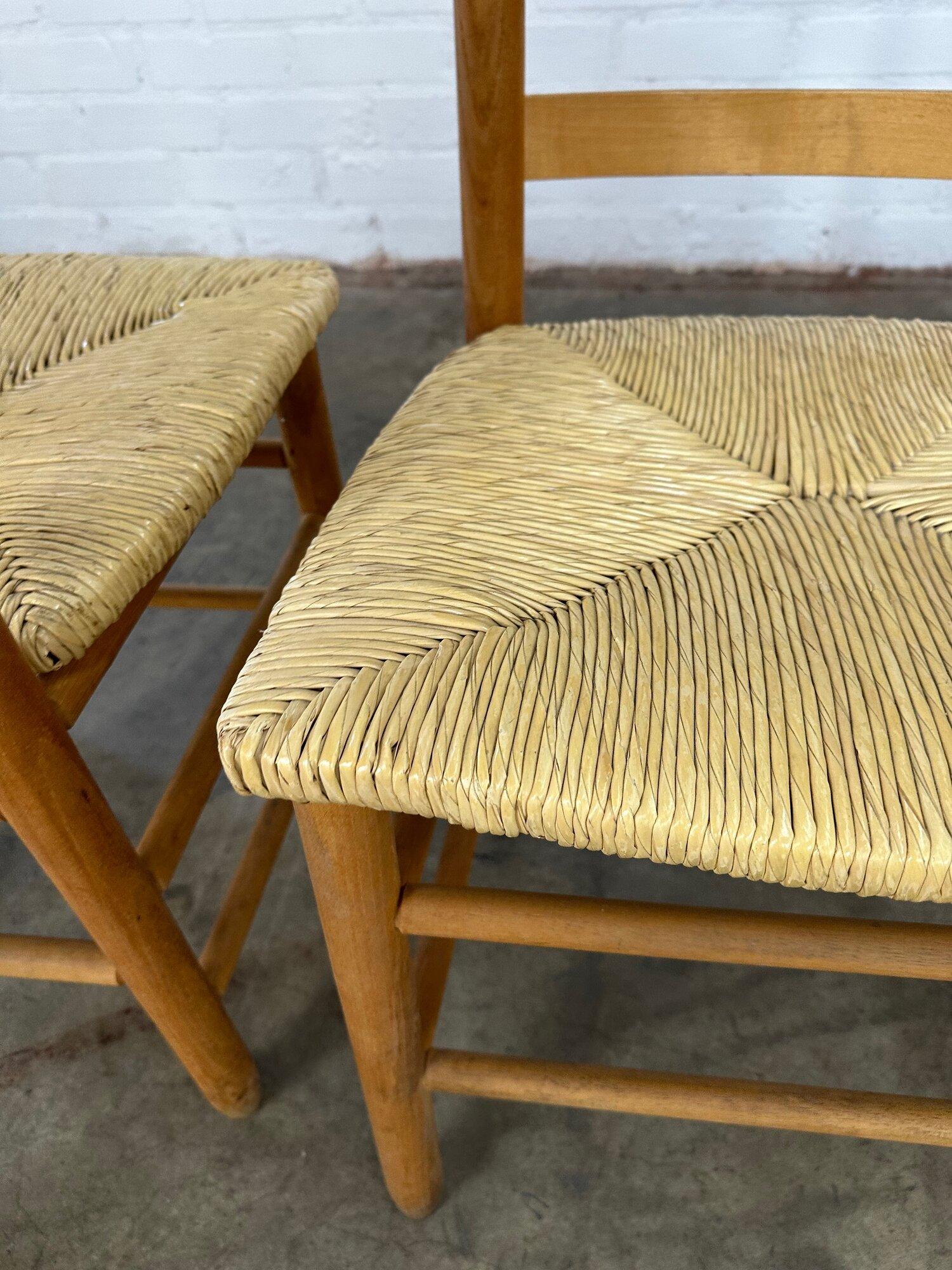 High Back Rush Weave Chairs, Set 3
