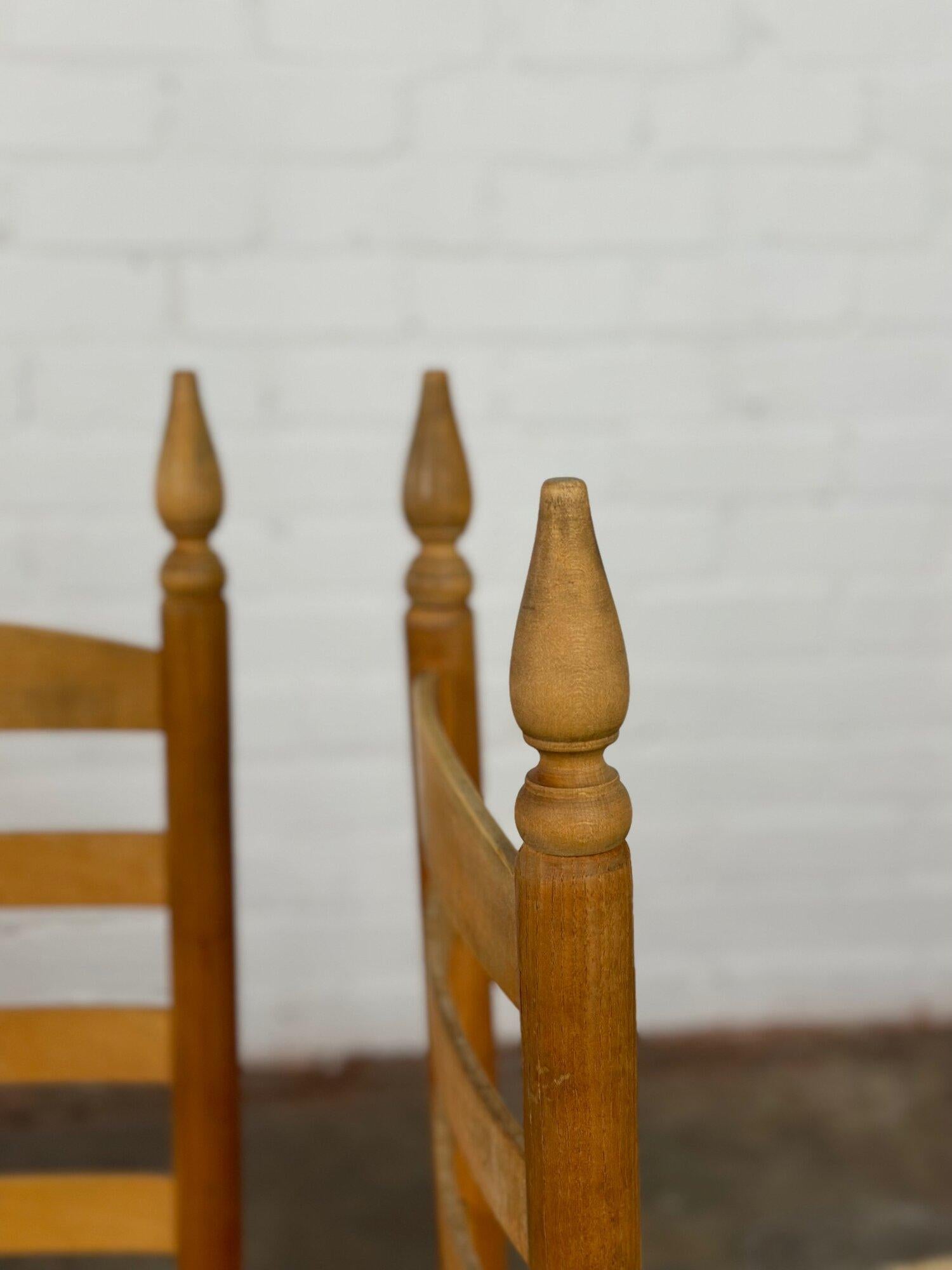 High Back Rush Weave Chairs, Set 5