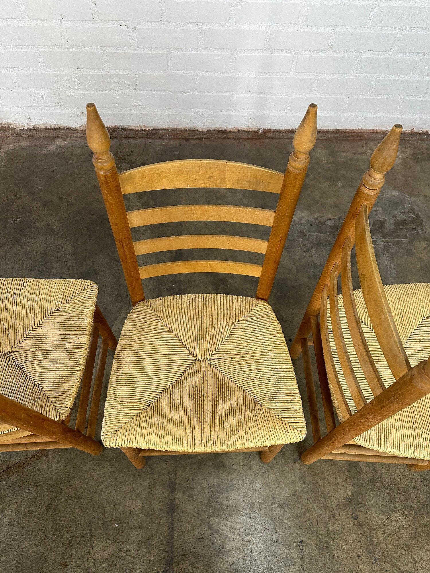 High Back Rush Weave Chairs, Set In Good Condition In Los Angeles, CA