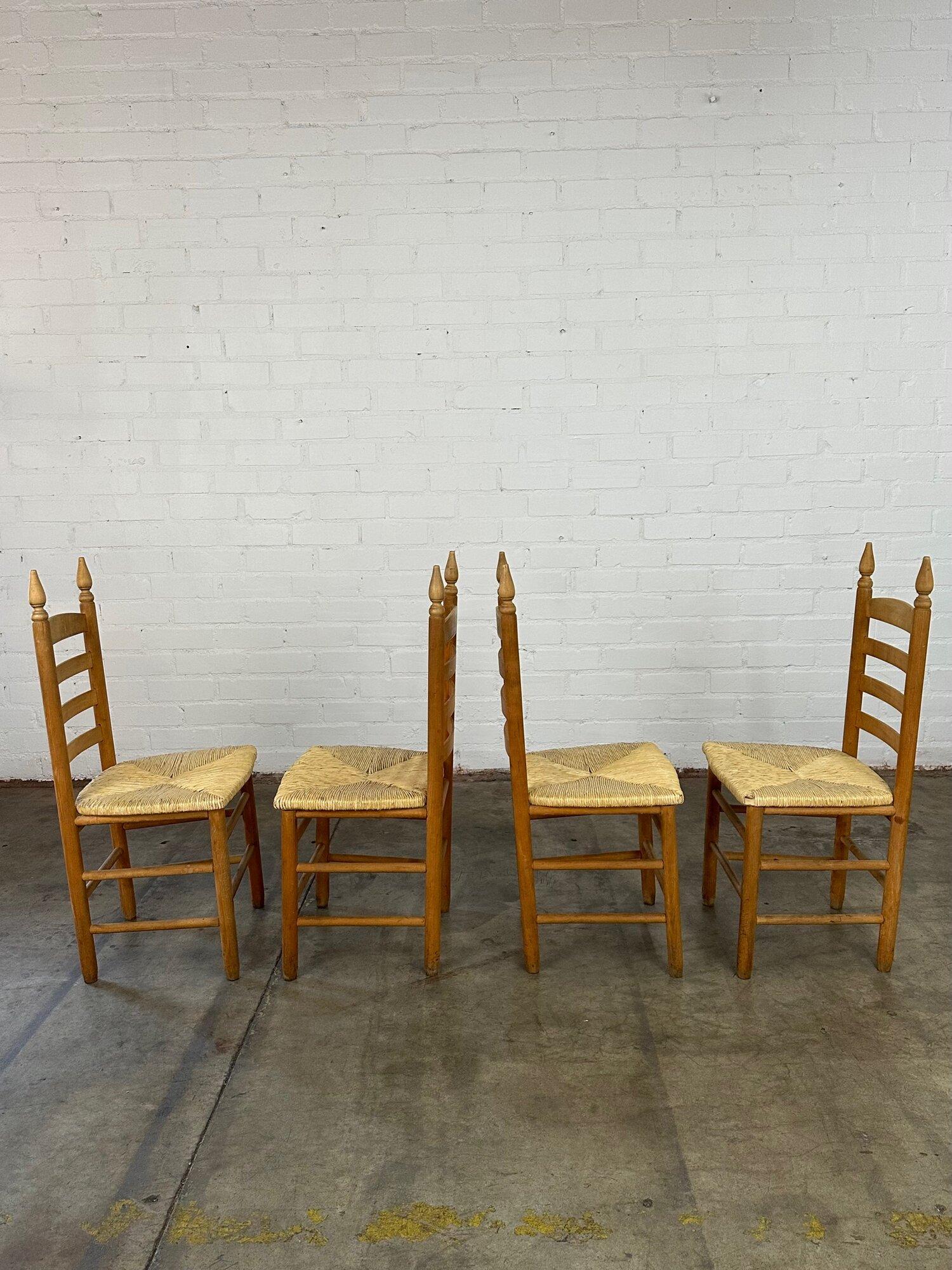 High Back Rush Weave Chairs, Set 1