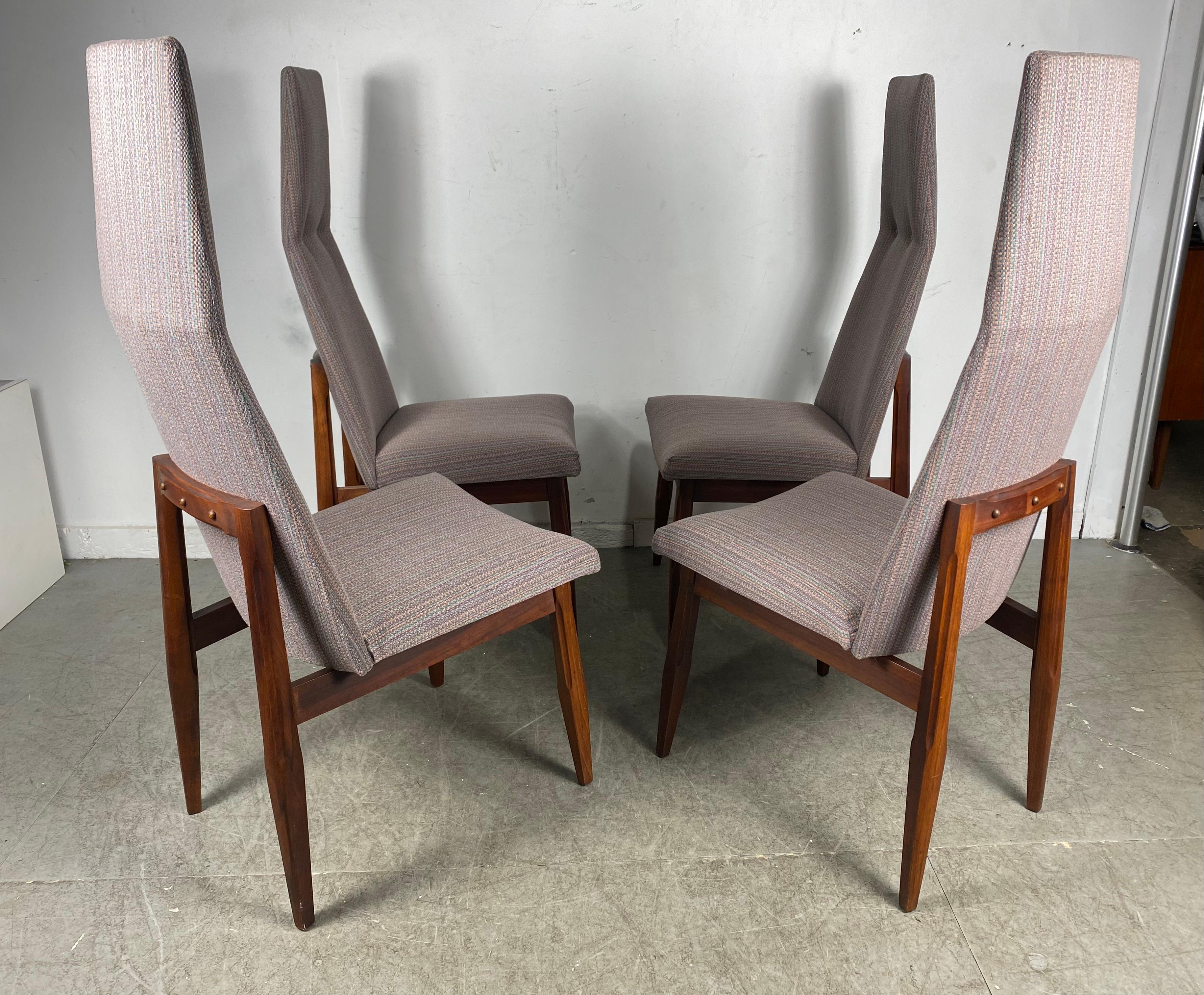 Mid-Century Modern High Back Sculptural Walnut and Fabric Chairs Attributed to Adrian Pearsall For Sale