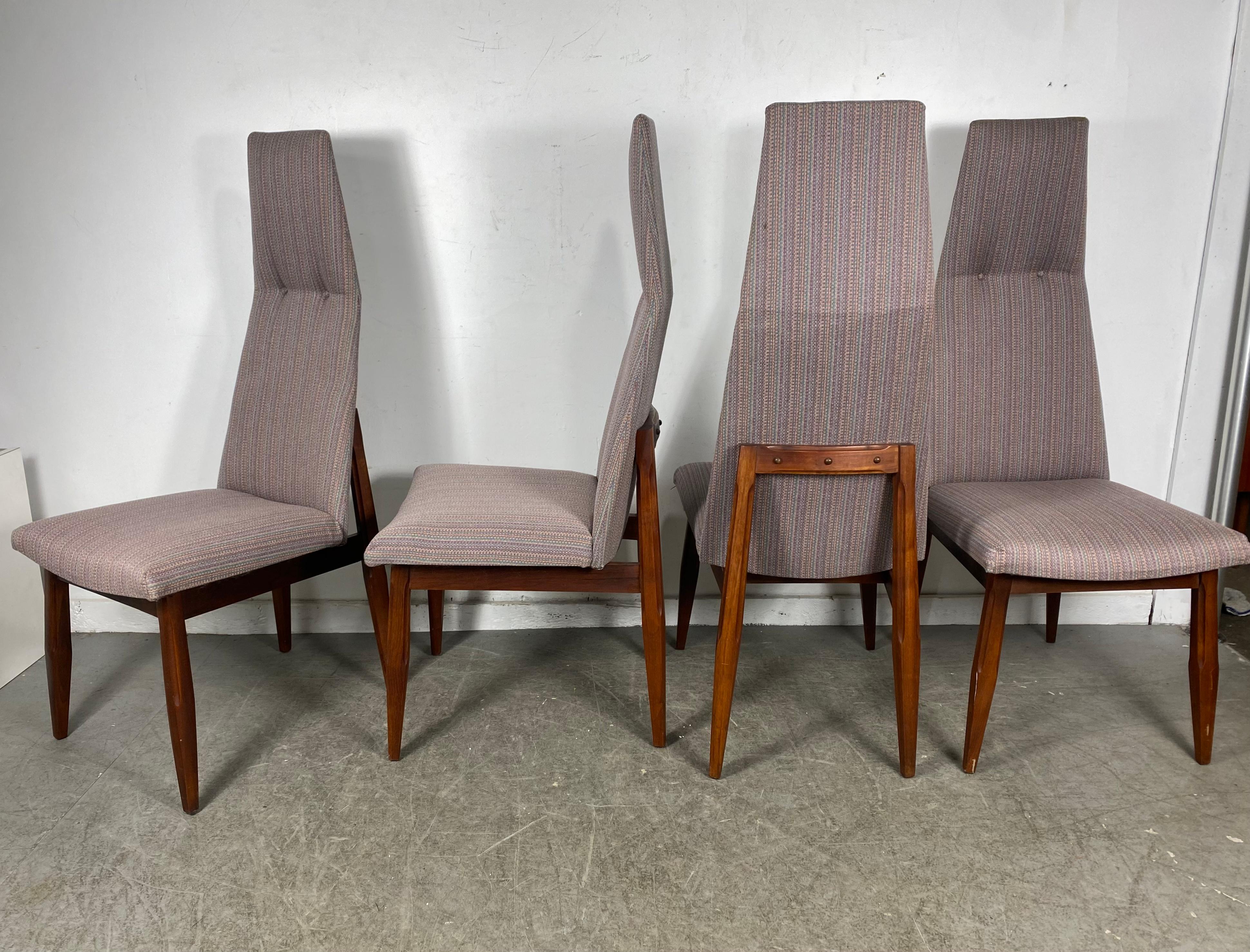 High Back Sculptural Walnut and Fabric Chairs Attributed to Adrian Pearsall In Good Condition For Sale In Buffalo, NY
