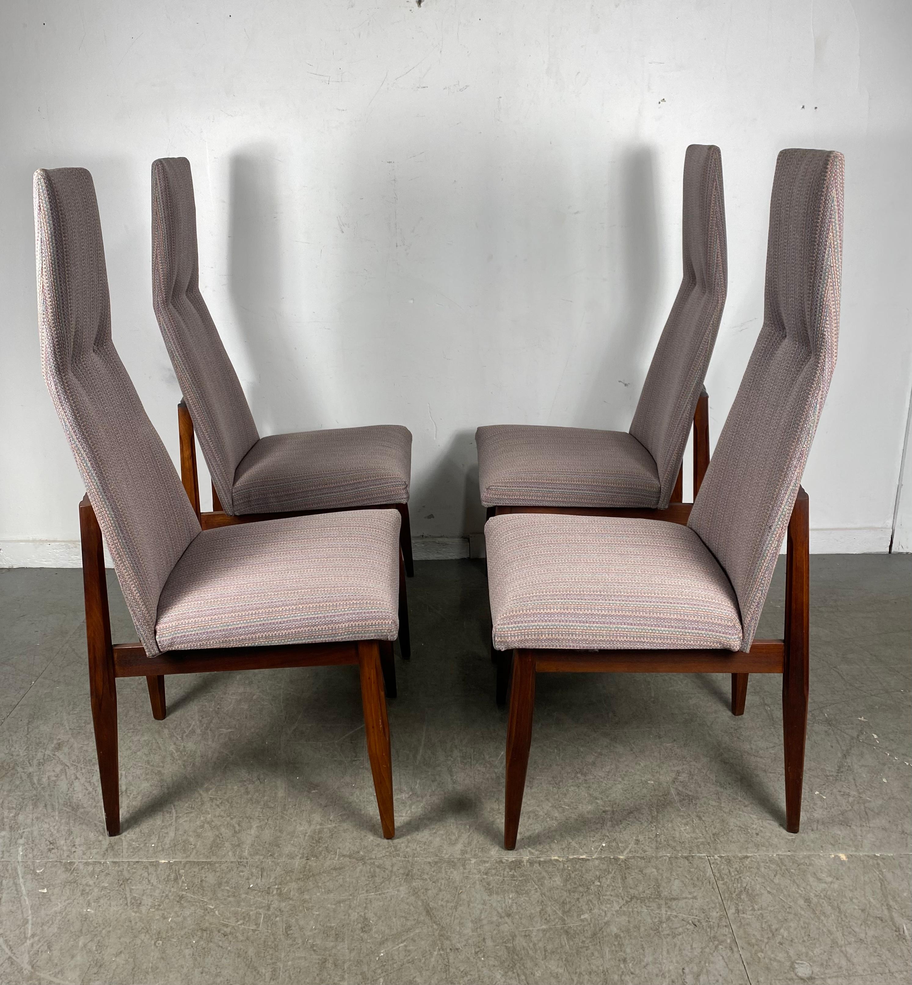 Mid-20th Century High Back Sculptural Walnut and Fabric Chairs Attributed to Adrian Pearsall For Sale