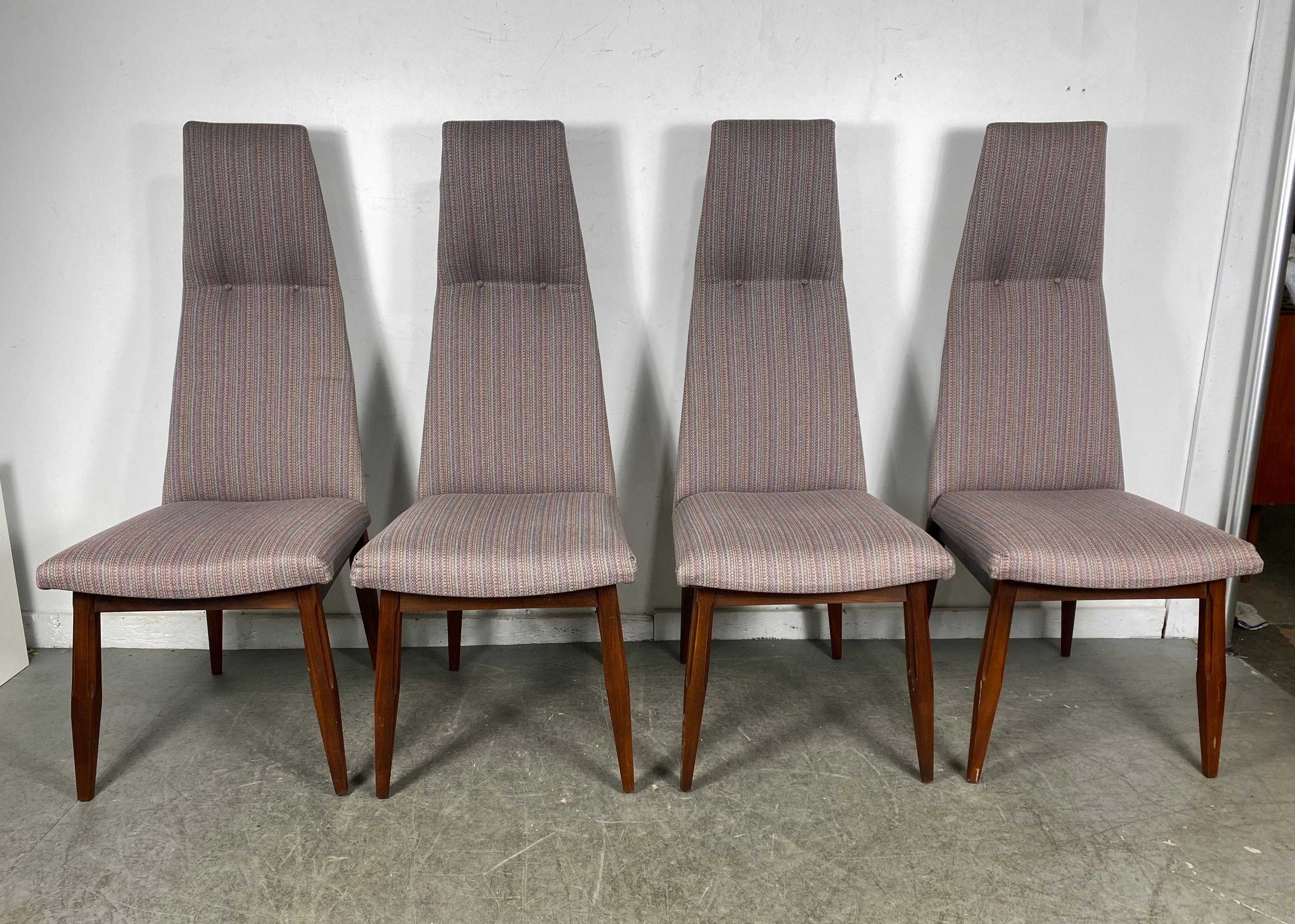 High Back Sculptural Walnut and Fabric Chairs Attributed to Adrian Pearsall For Sale 3