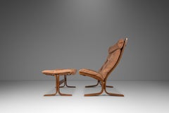 High Back Siesta Lounge Chair & Ottoman, Igmar Relling, Westnofa, Norway, 1970s