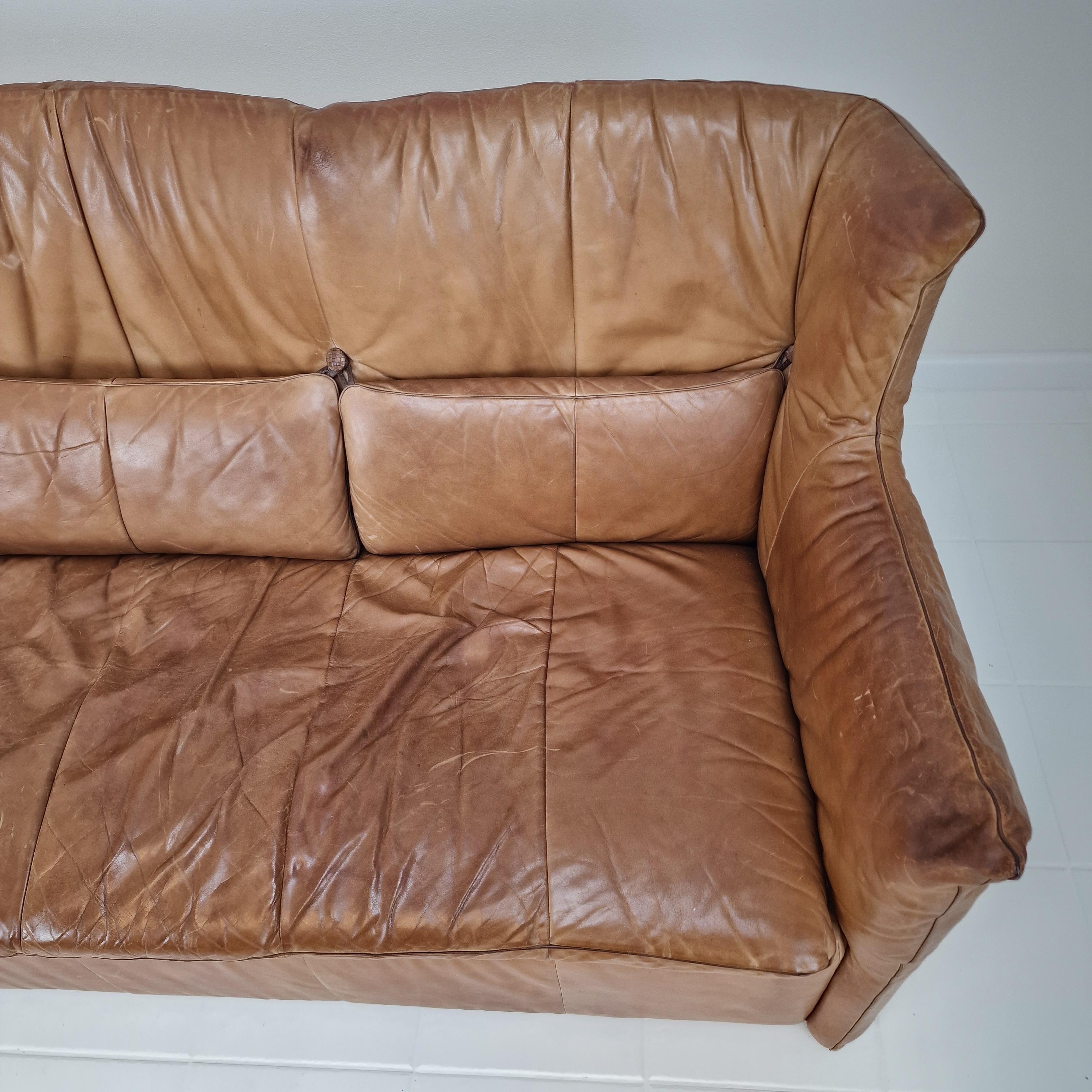 Sofa mit hoher Rückenlehne von Gerard van den Berg für Montis aus cognacfarbenem Leder, 1980er Jahre im Angebot 5