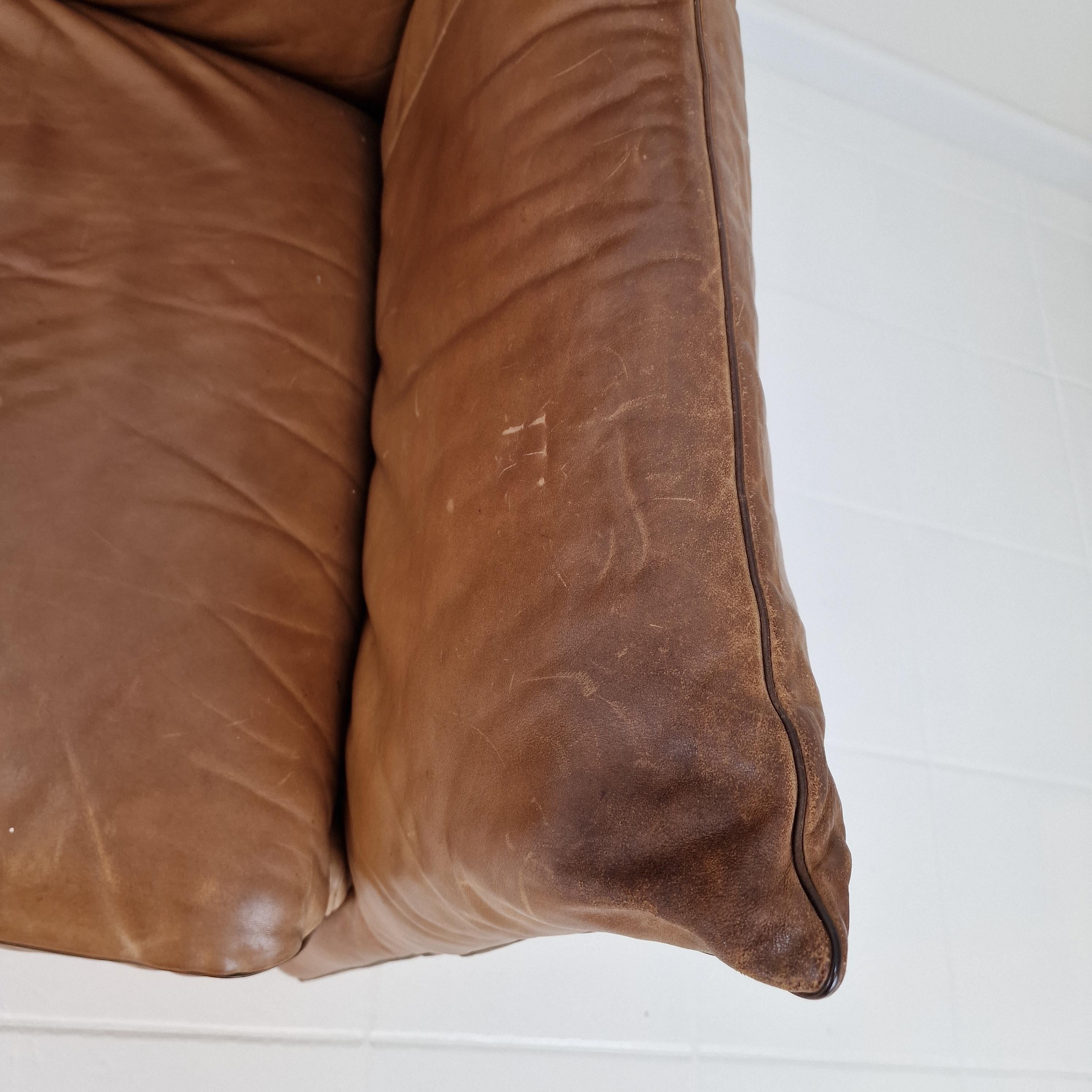 Sofa mit hoher Rückenlehne von Gerard van den Berg für Montis aus cognacfarbenem Leder, 1980er Jahre im Angebot 6