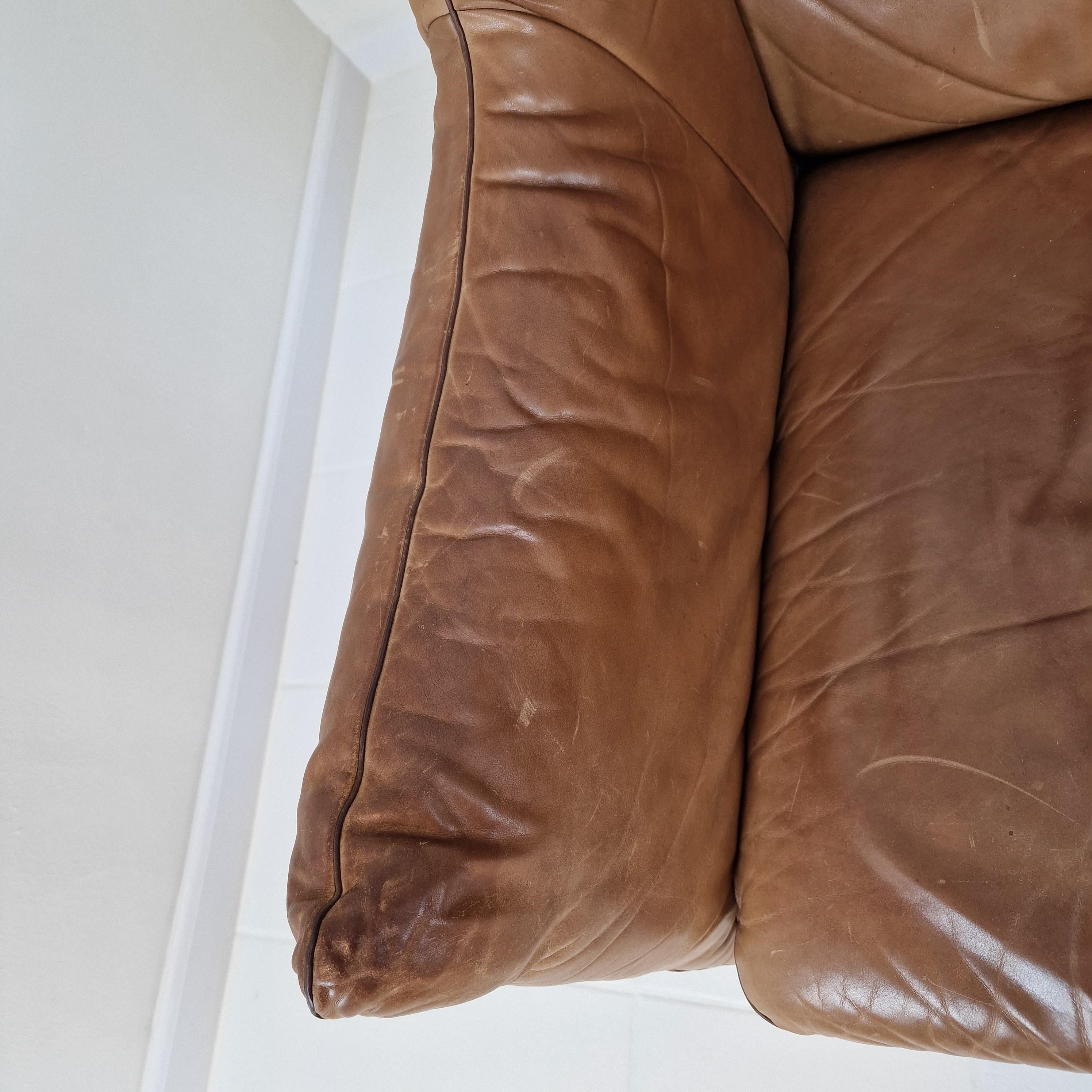 Sofa mit hoher Rückenlehne von Gerard van den Berg für Montis aus cognacfarbenem Leder, 1980er Jahre im Angebot 7