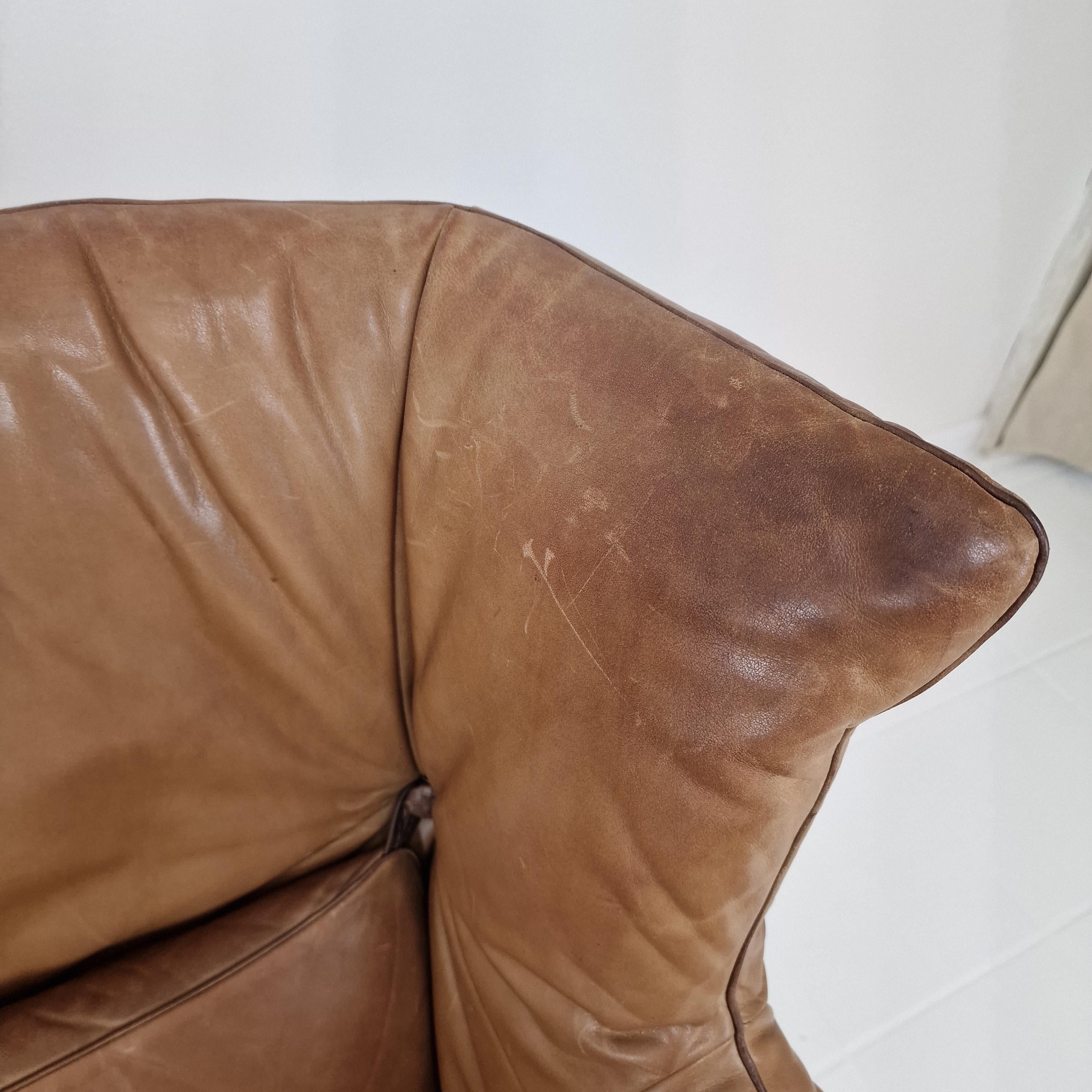 Sofa mit hoher Rückenlehne von Gerard van den Berg für Montis aus cognacfarbenem Leder, 1980er Jahre im Angebot 8