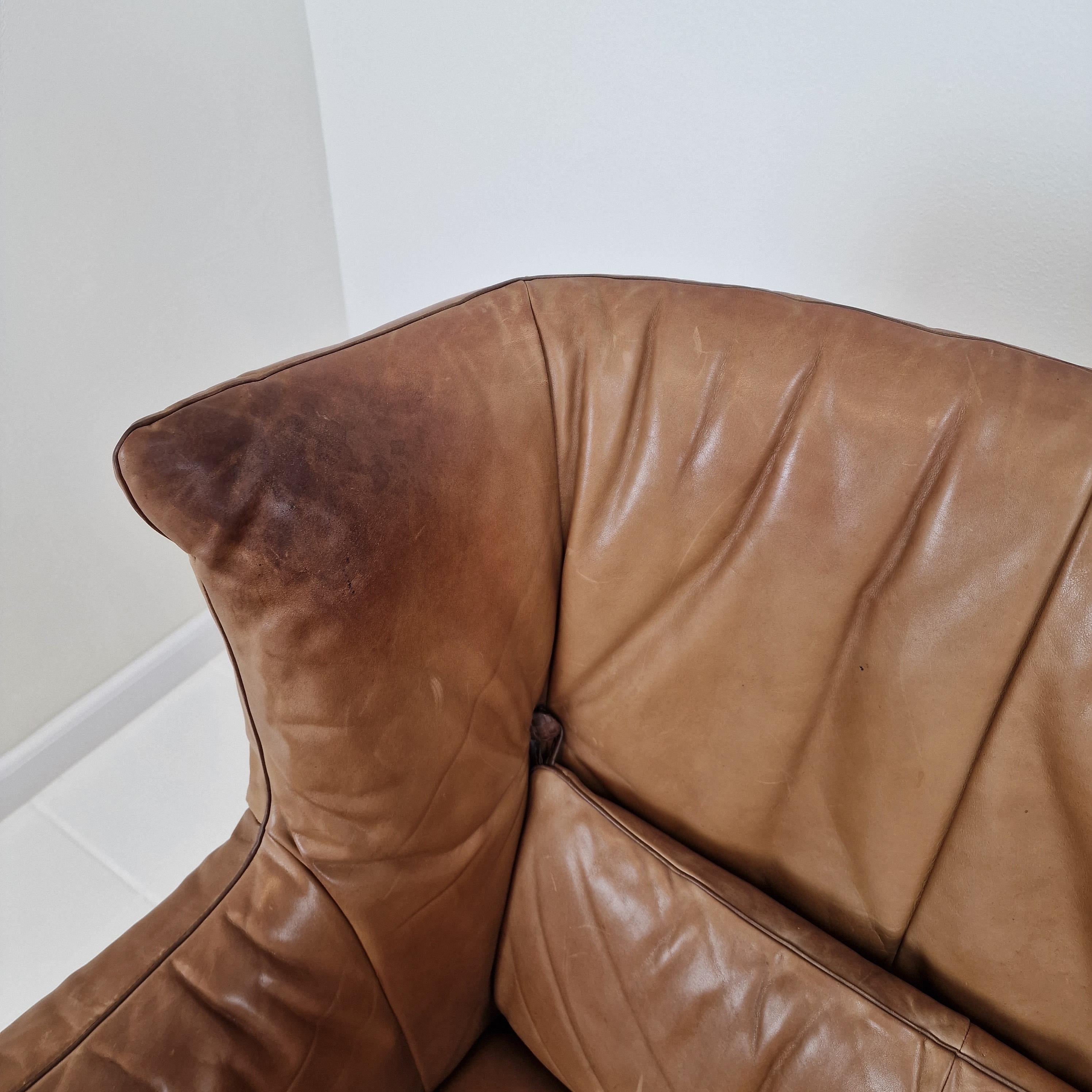 Sofa mit hoher Rückenlehne von Gerard van den Berg für Montis aus cognacfarbenem Leder, 1980er Jahre im Angebot 9