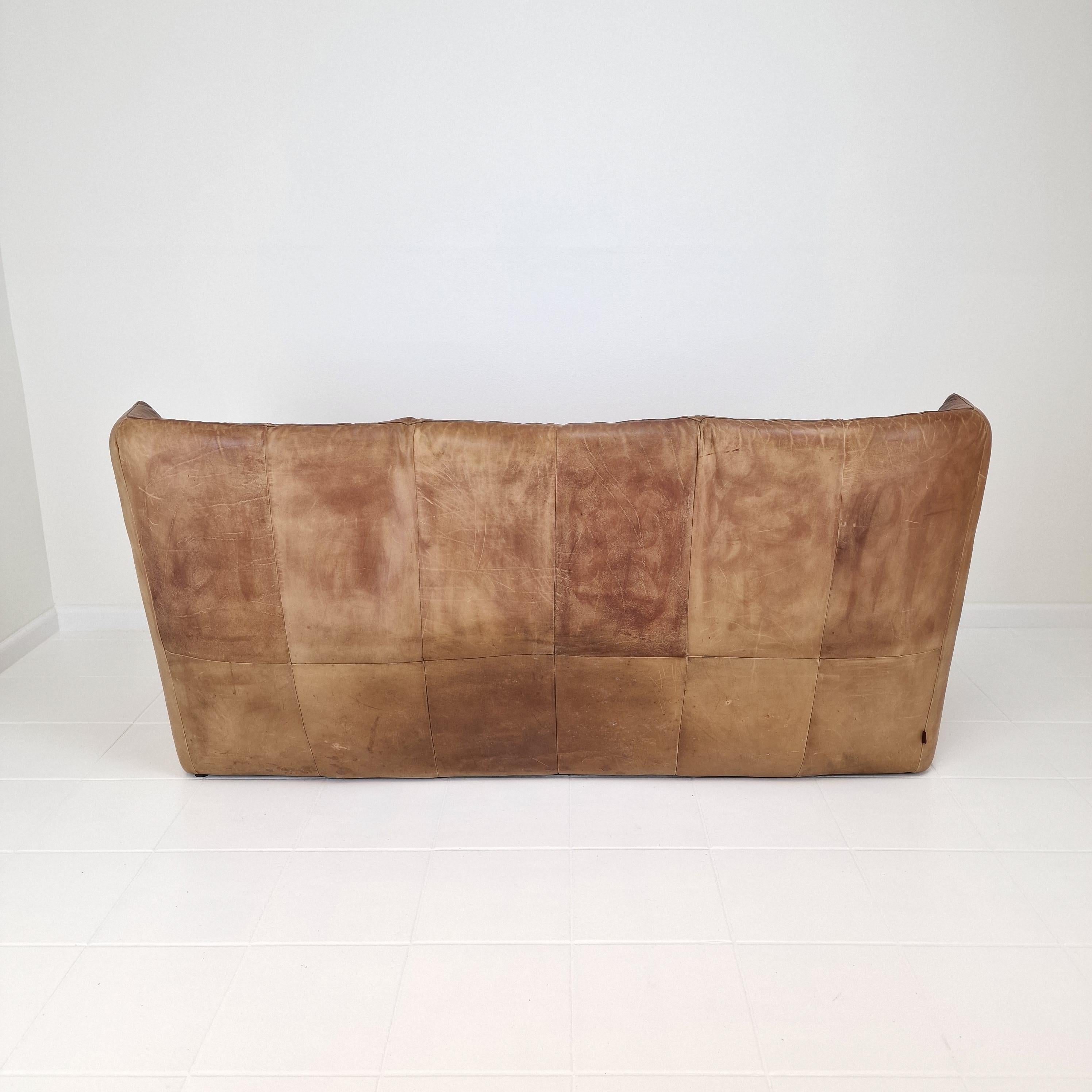 Sofa mit hoher Rückenlehne von Gerard van den Berg für Montis aus cognacfarbenem Leder, 1980er Jahre im Angebot 10
