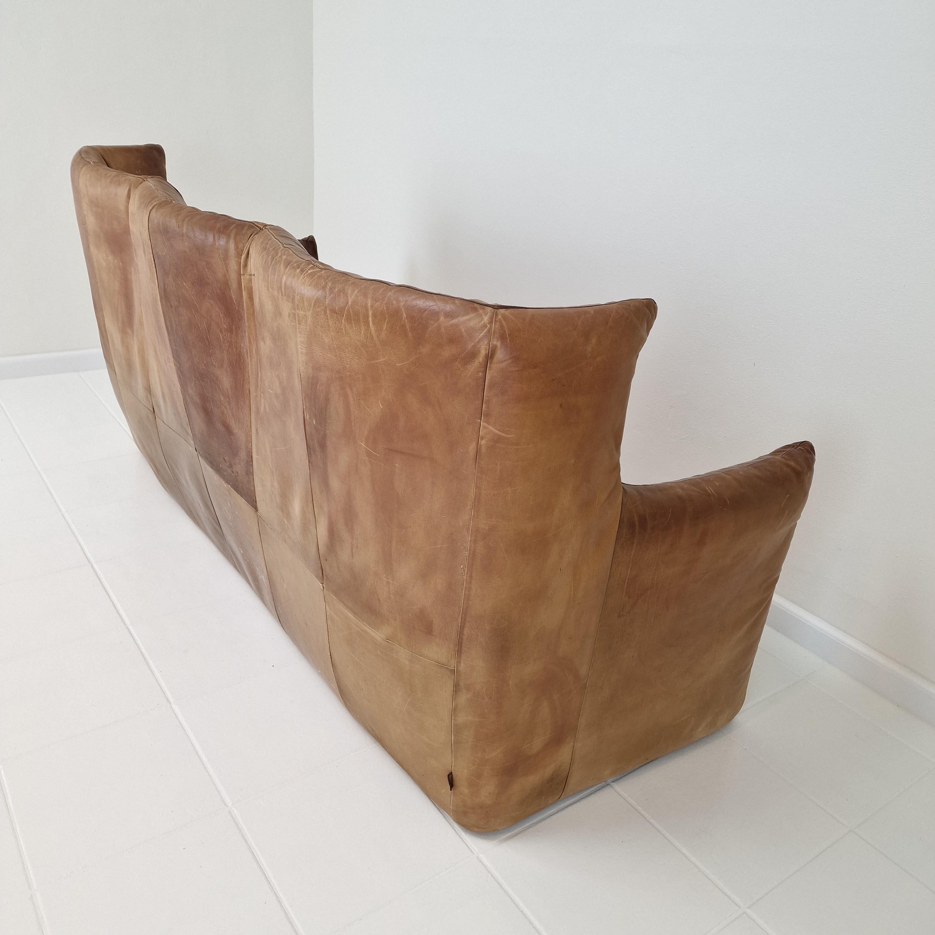 Sofa mit hoher Rückenlehne von Gerard van den Berg für Montis aus cognacfarbenem Leder, 1980er Jahre im Angebot 12