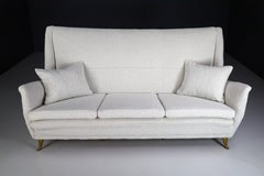 High Back Sofa By Gio Ponti For ISA Bergamo in Bouclé Fabric Upholstery 1950s