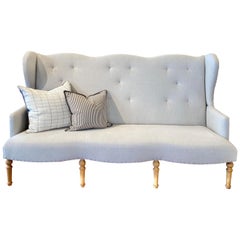 High Back Sofa with Light Wood Legs