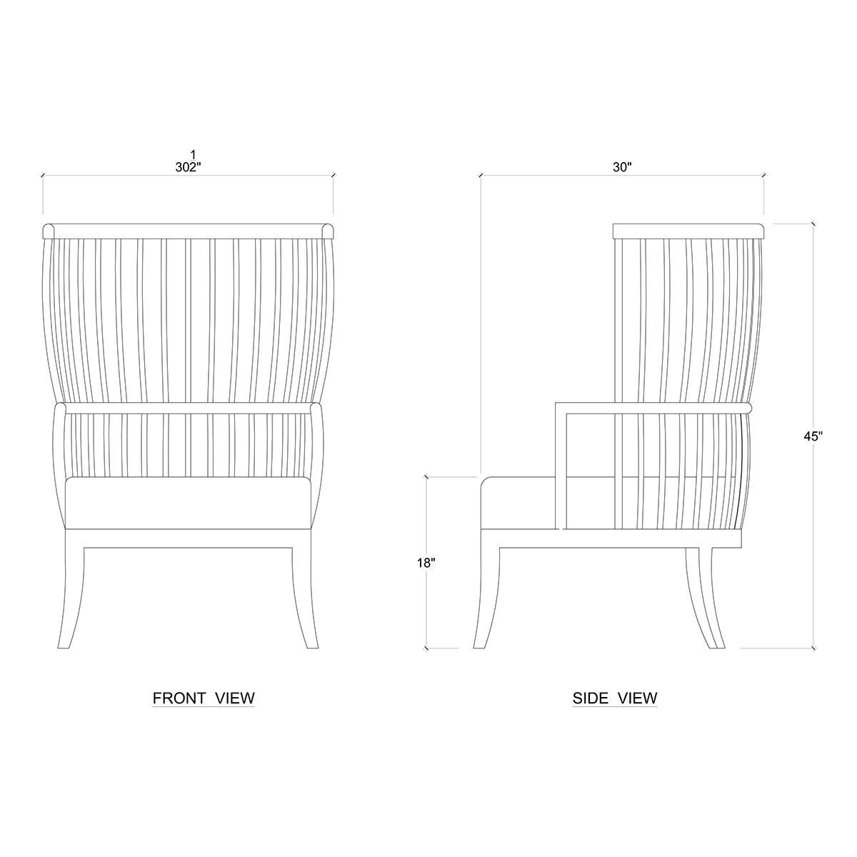 Fauteuil à fuseau à haut dossier - Custom en vente 3