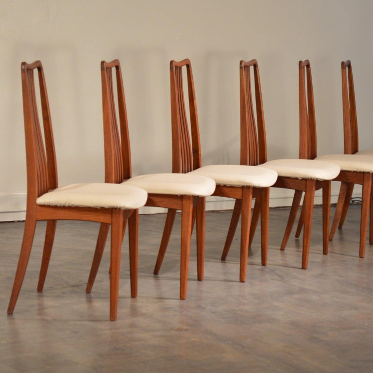Danish High Back Teak Dining Chairs by Anders Jensen for Holstebro at
