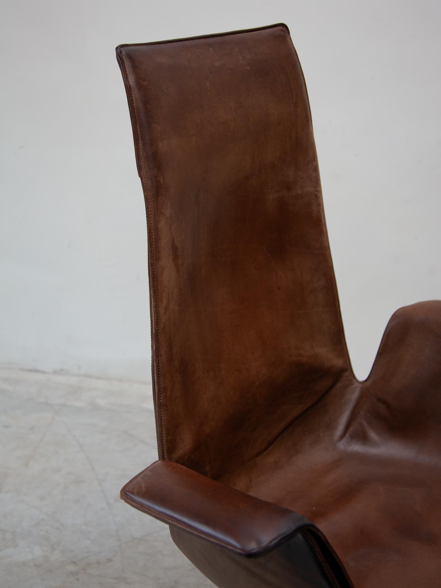Mid-Century Modern High Back Tulip Swivel Chair by Fabricius, Kastholm for Kill, Model Fk 6725