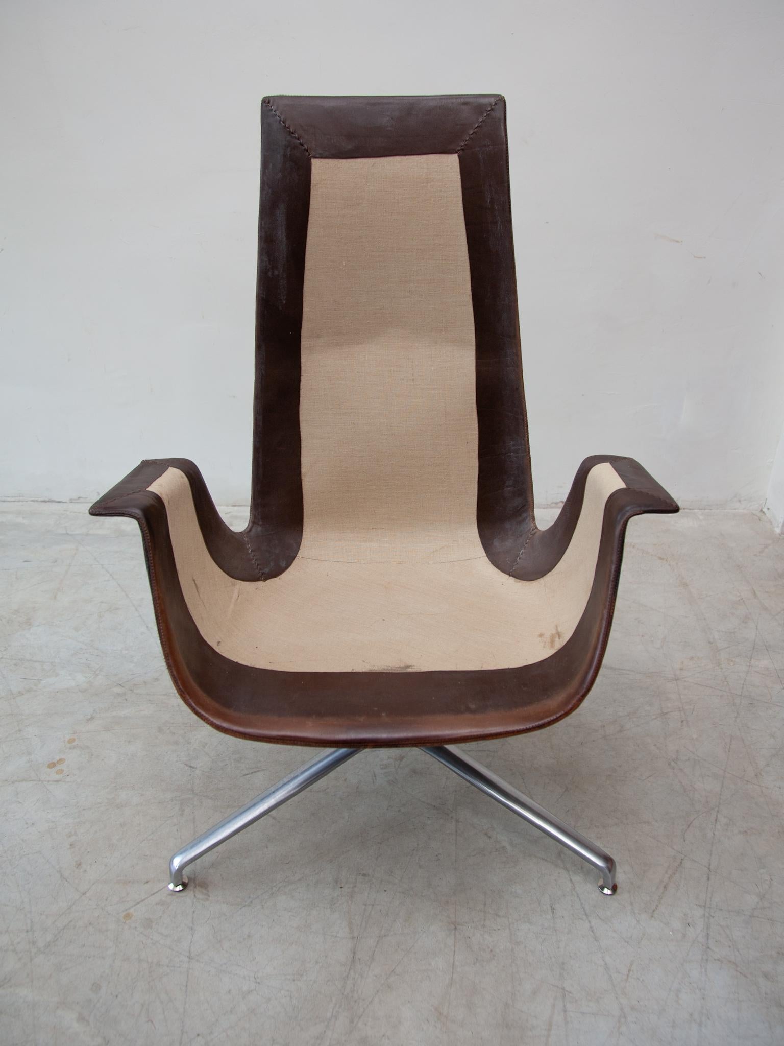 Danish High Back Tulip Swivel Chair by Fabricius, Kastholm for Kill, Model Fk 6725 For Sale