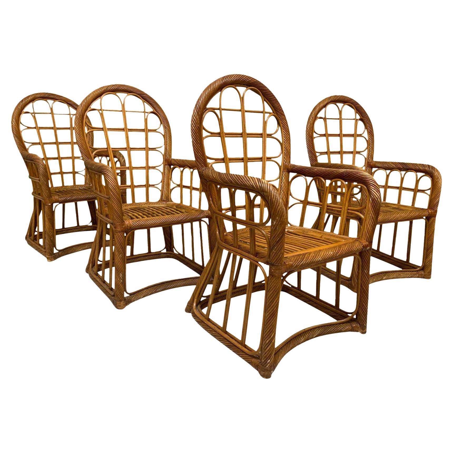High Back Twisted Rattan Dining Chairs