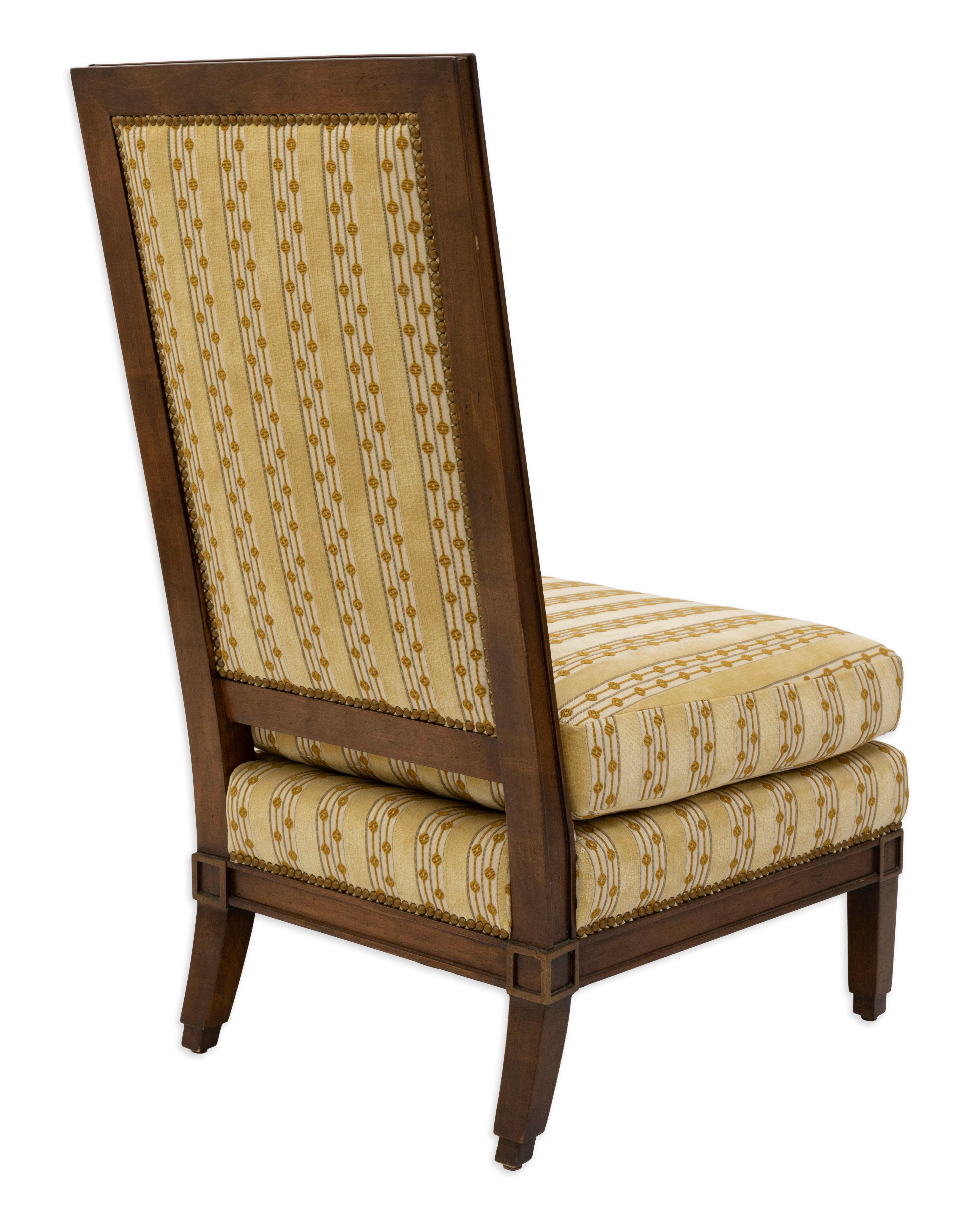 High Back Upholstered Baker Style Accent Slipper Chair im Zustand „Gut“ im Angebot in Keego Harbor, MI