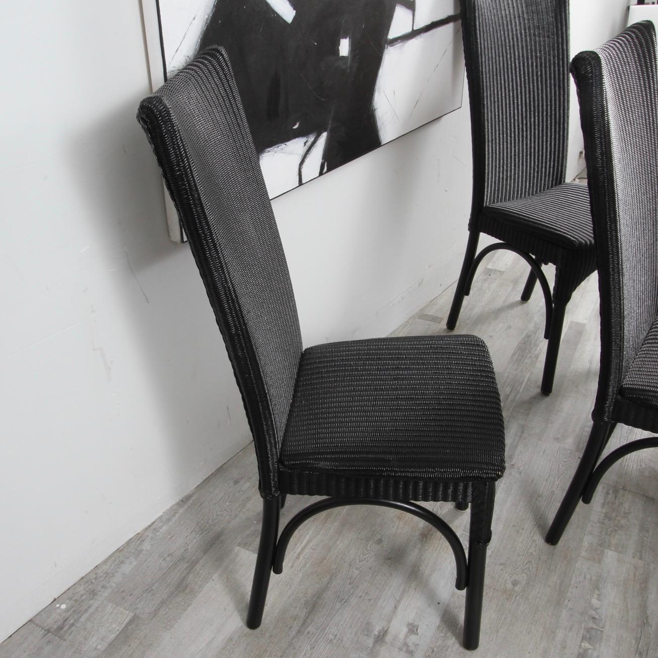 Mid-Century Modern High Back Wicker Dining Chairs by Loom Italia For Sale