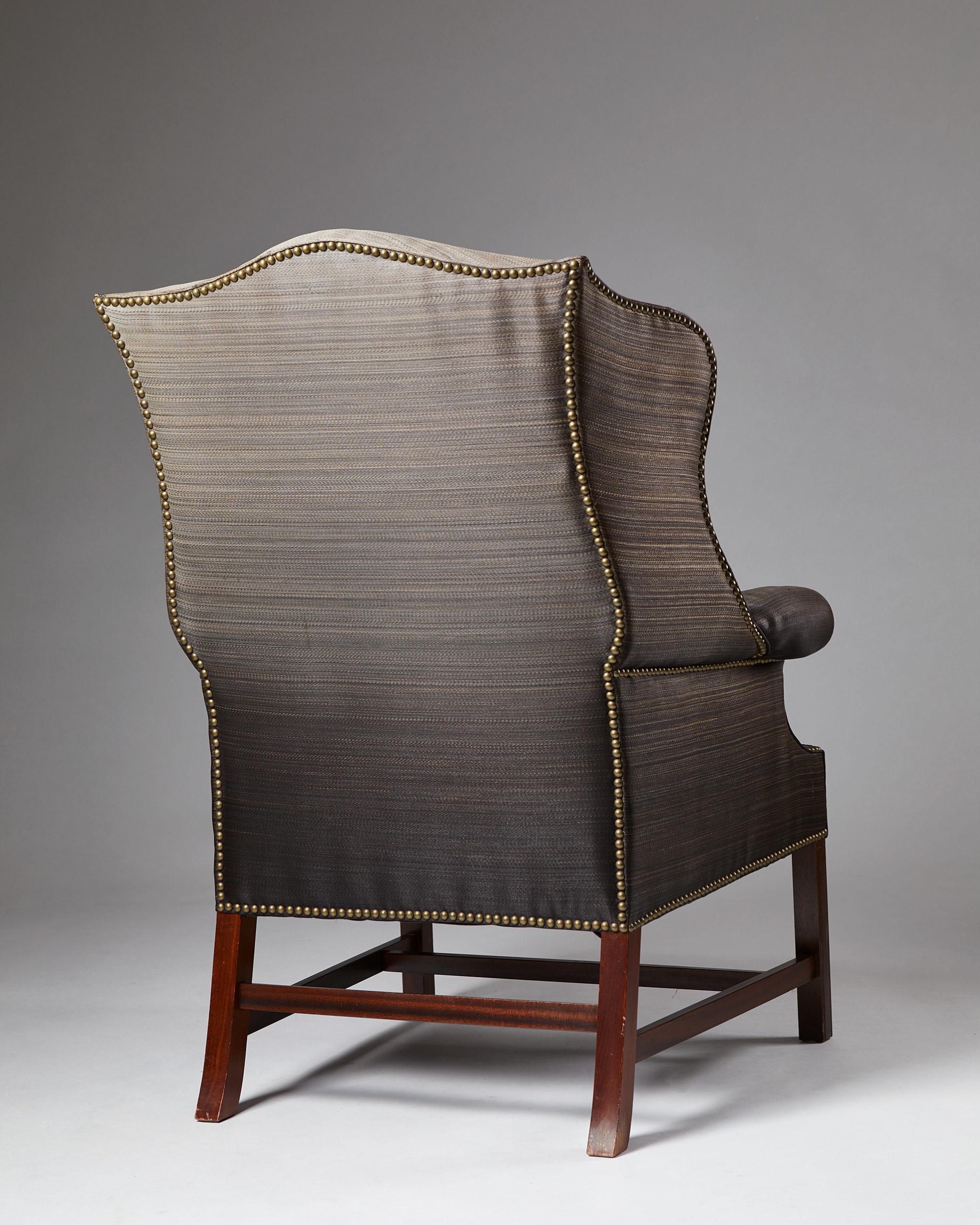 High-Back Wing Chair, Anonymous, Denmark, 1950s 2