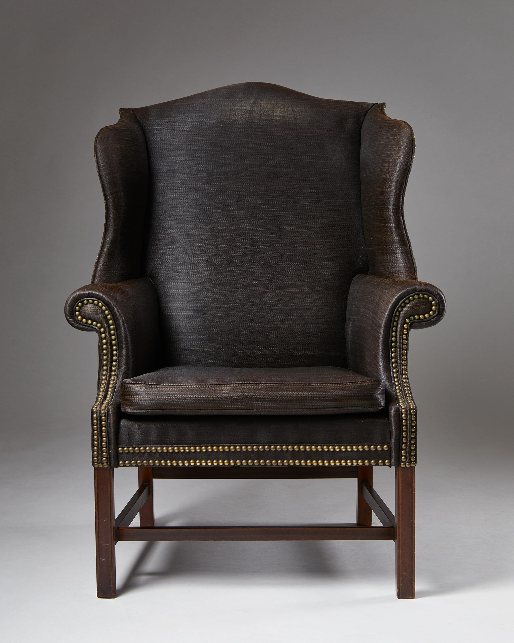 Scandinavian Modern High-Back Wing Chair, Anonymous, Denmark, 1950s