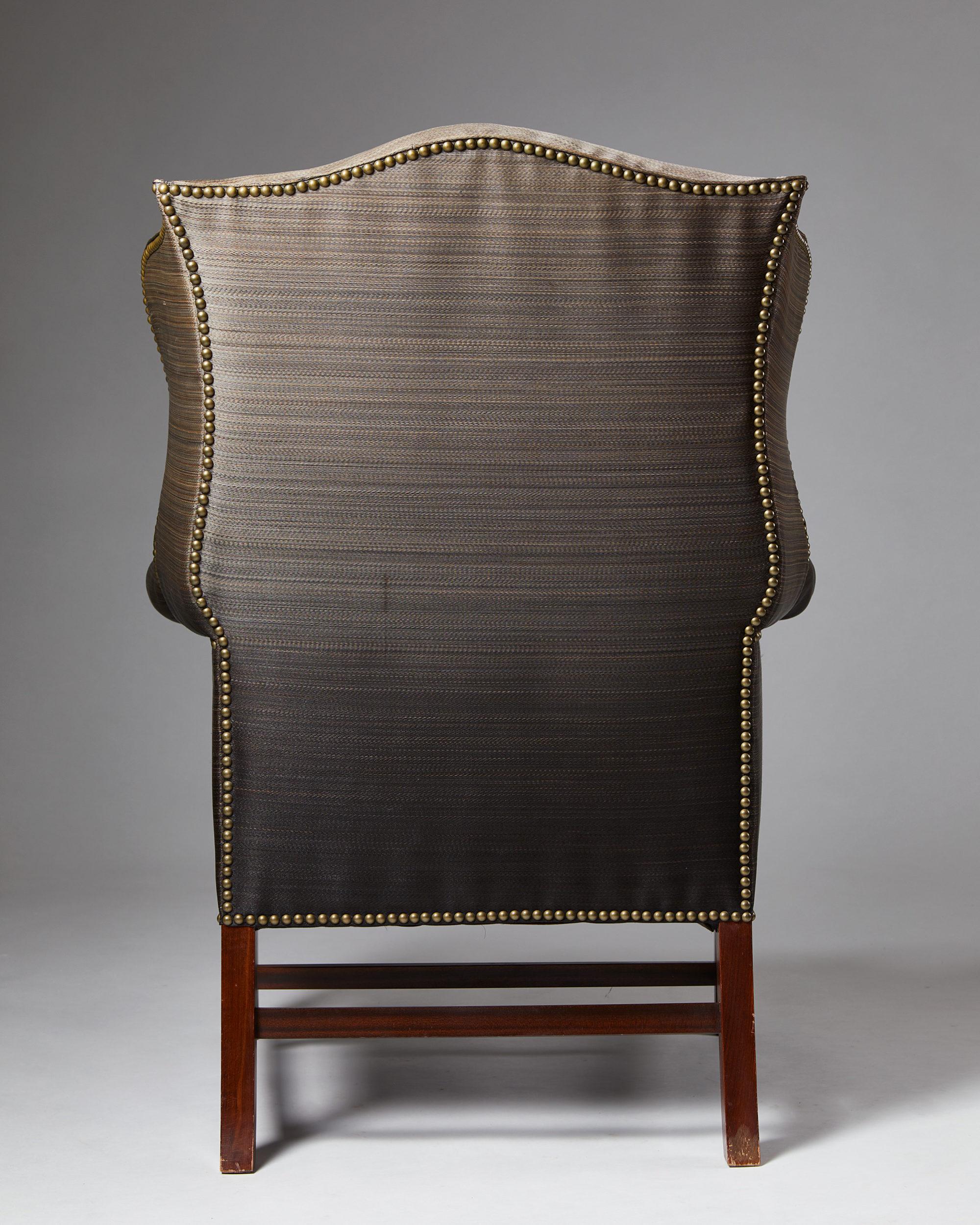 Danish High-Back Wing Chair, Anonymous, Denmark, 1950s