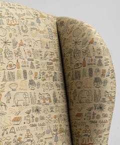 High Back Wing Chair in Maharam, France circa 1860
