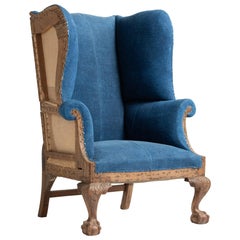 Antique High Back Winged Armchair, England, circa 1910