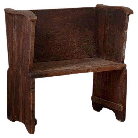 High back wooden church or school bench For Sale