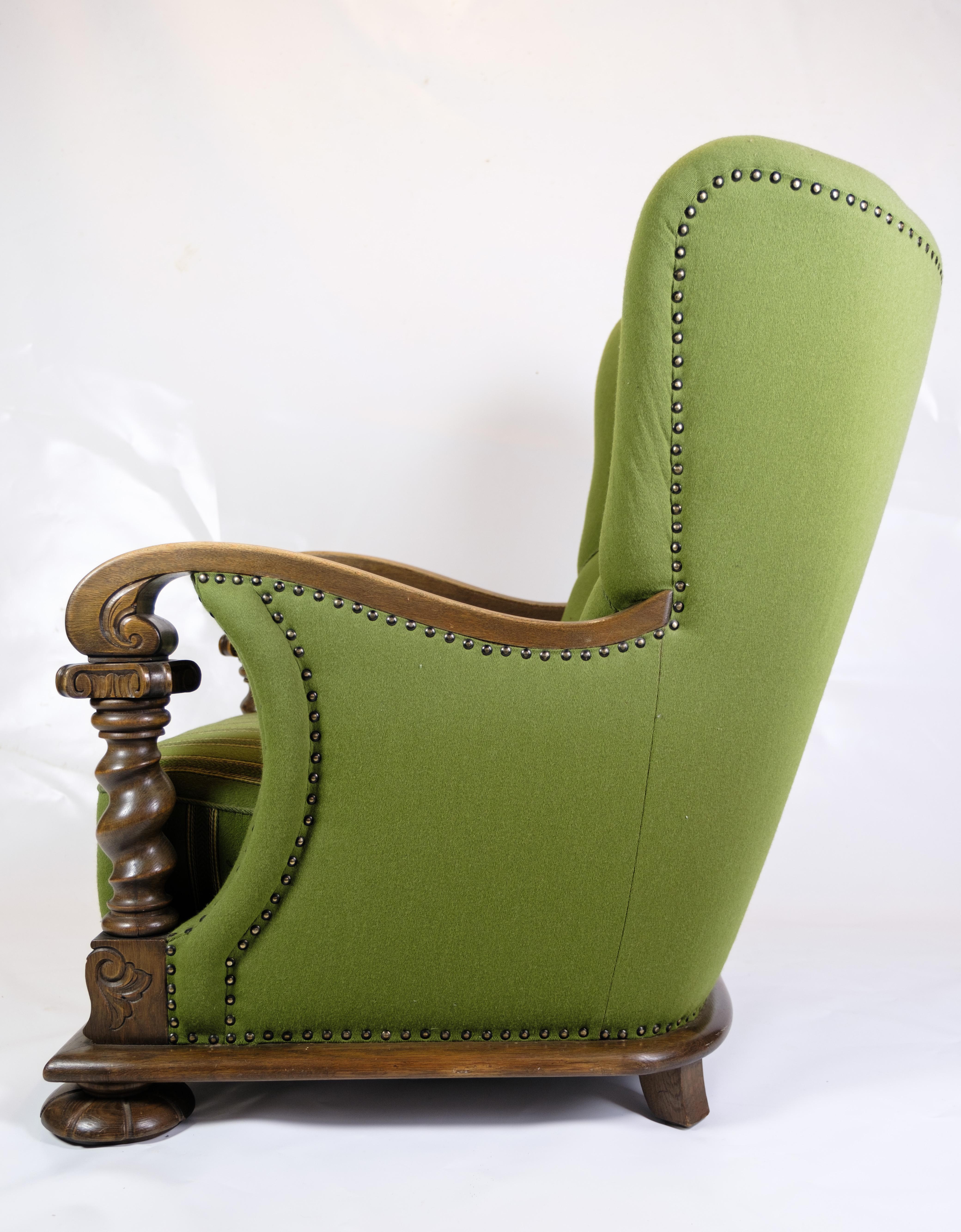 green leather high back chair