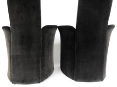 High-Backed Armchairs with Mohair Upholstery, Pair