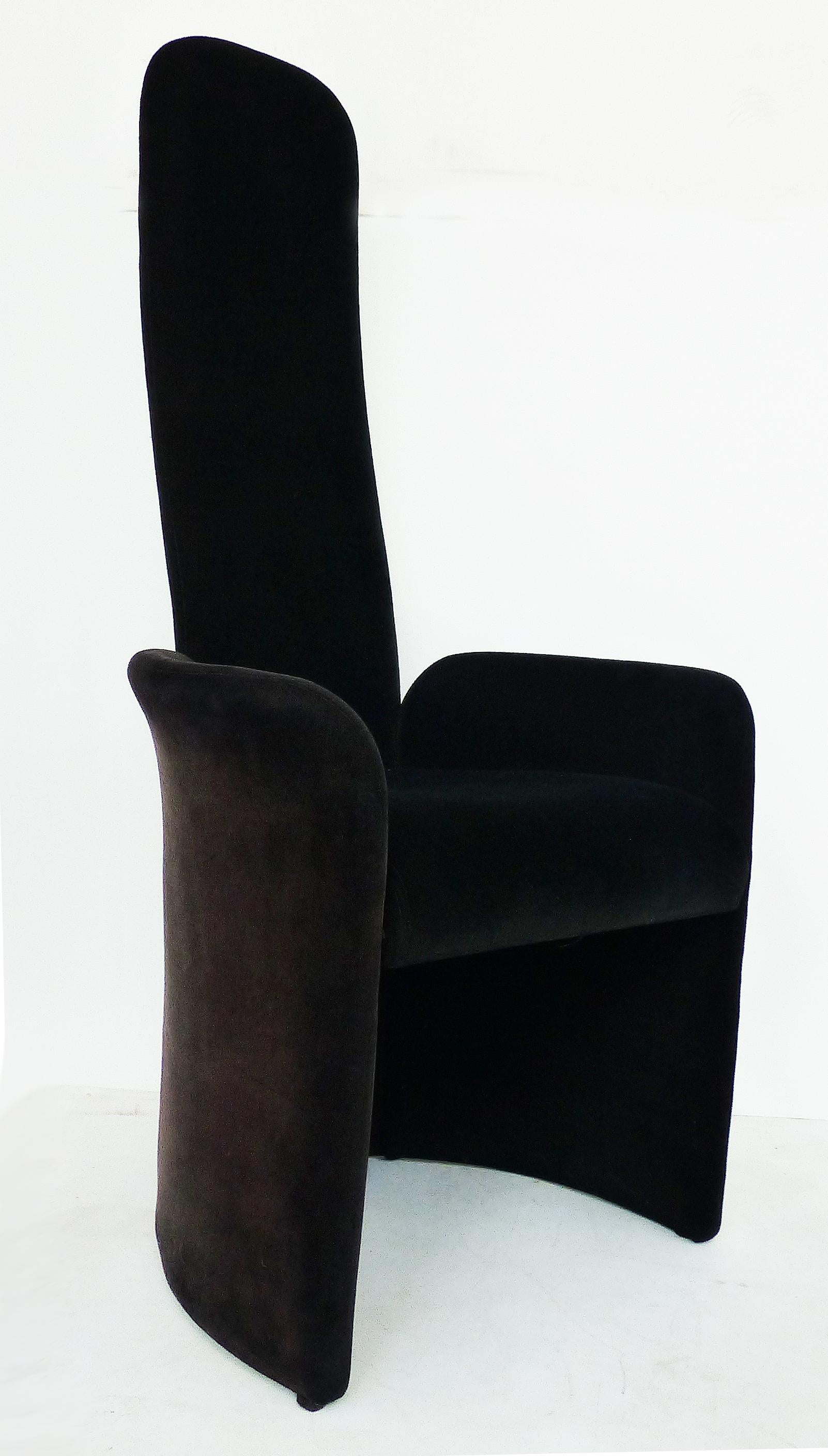 American High-Backed Armchairs with Mohair Upholstery, Pair