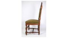 High-Backed Chair Made In Solid Oak With The Style Of The Renaissance From 1910s