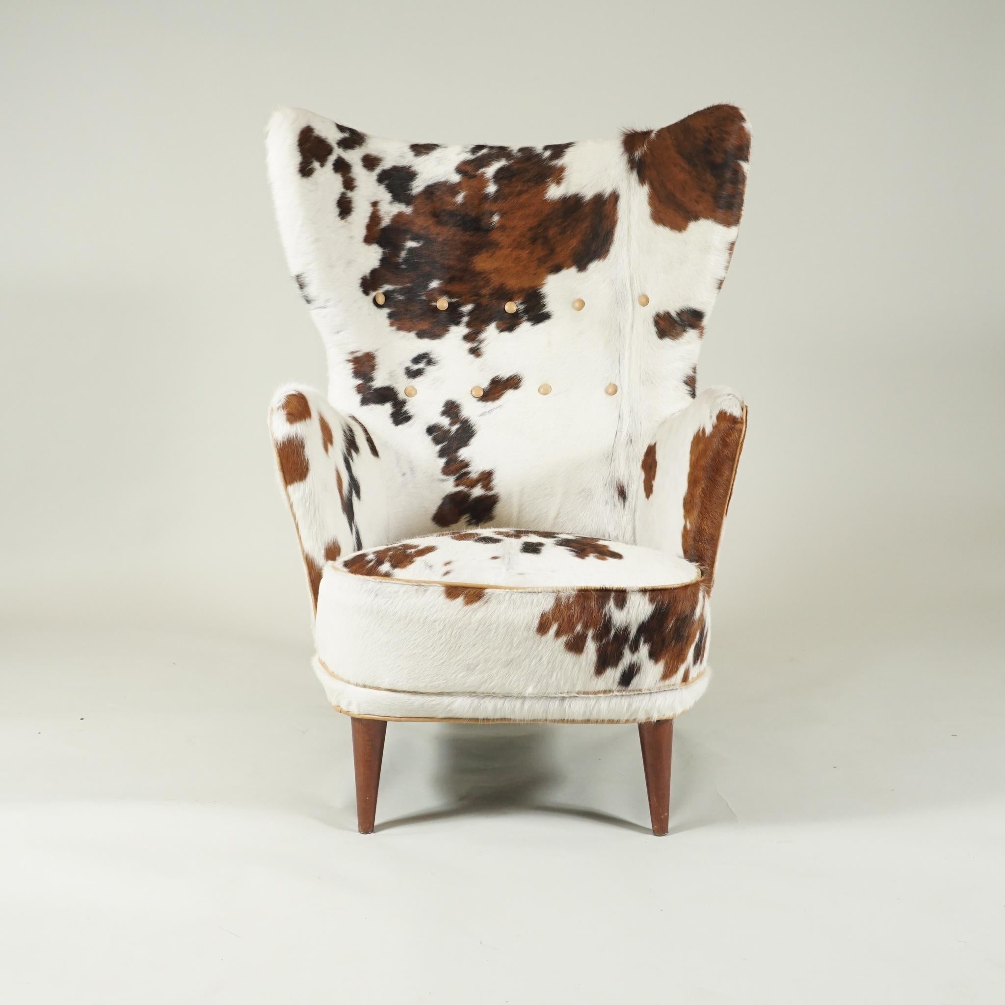 Woodwork High-Backed Danish Modern Armchair For Sale